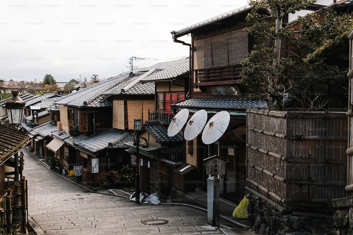 Traditional Kyoto street at dusk